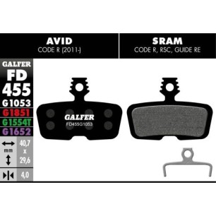 Plaquettes Galfer Avid code R 11 1053 Noir