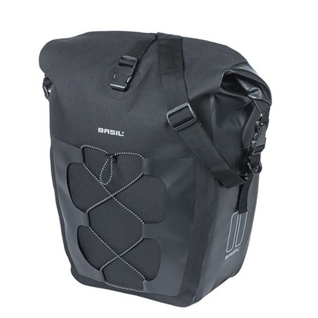 SACOCHE BASIL NAVIGATOR L CROCHETS MIK 25-31L TOILE/POLYESTER IMPERMÉABLE NOIR (26.5x14.5x42 cm)