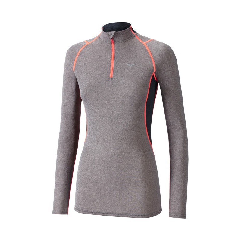 Mizuno Wool H/Zip Femme Grey / Coral