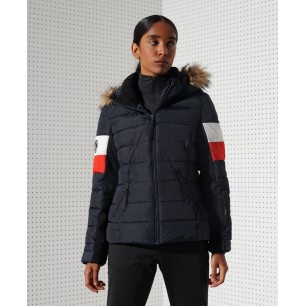 Doudoune Superdry Alpine Fur Luxe Femme Eclipse Navy