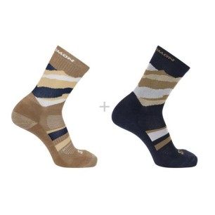 Salomon Socks Out Alps Crew Pack de 2 carbon / bronze brown