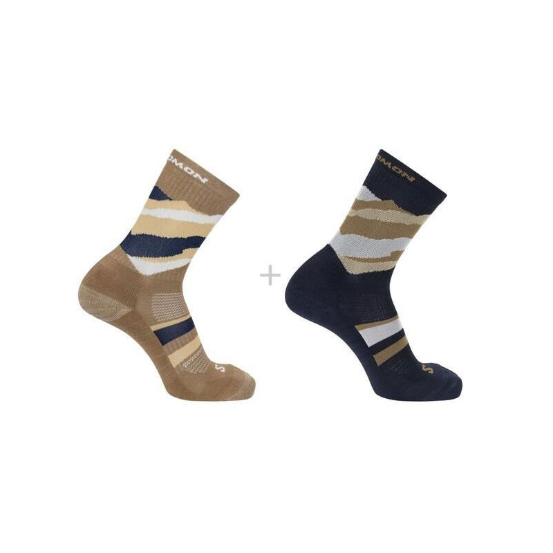 Salomon Socks Out Alps Crew Pack de 2 carbon / bronze brown